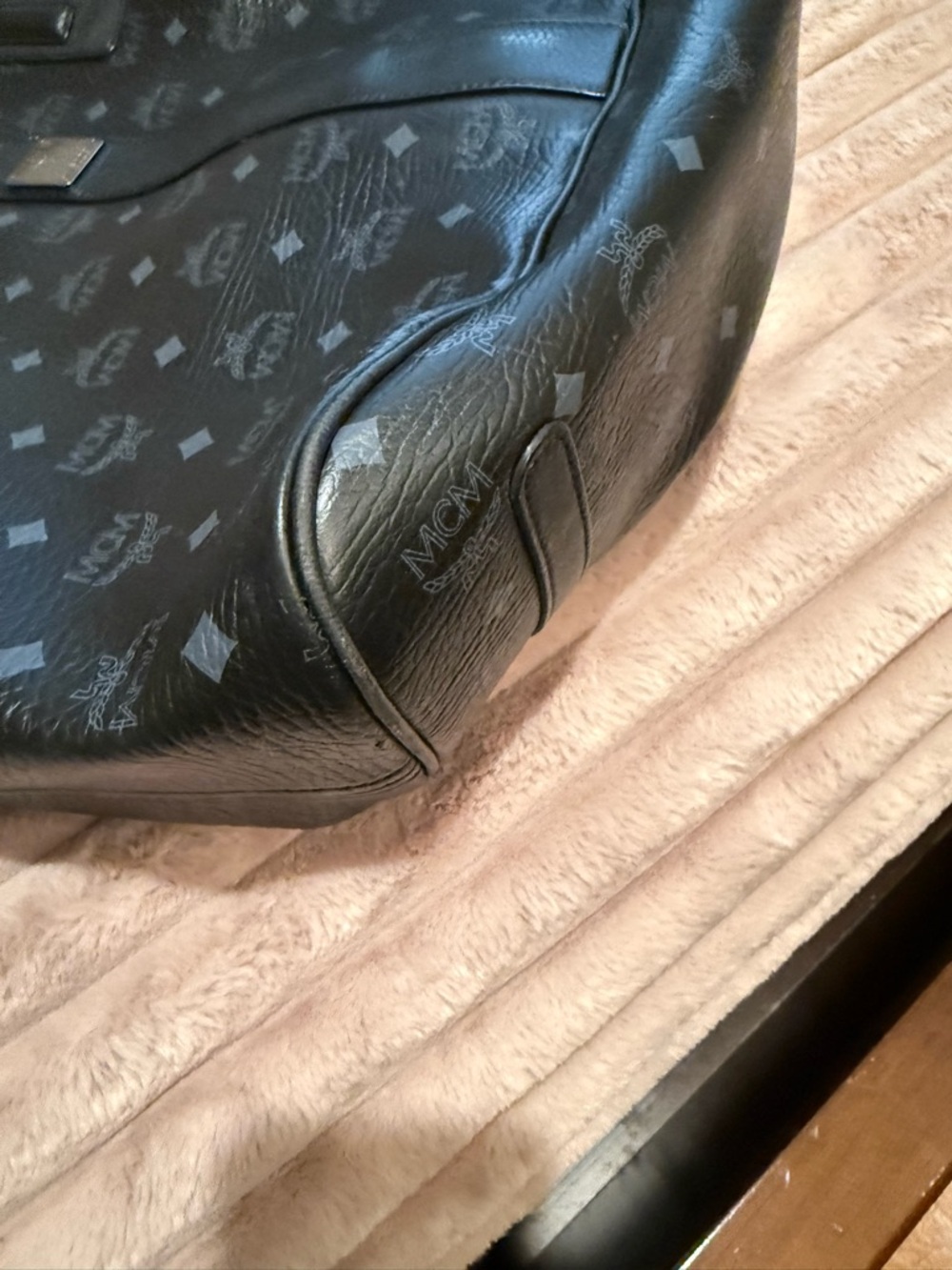 MCM Black Monogram Reversible Leather Tote - Picture 6 of 9